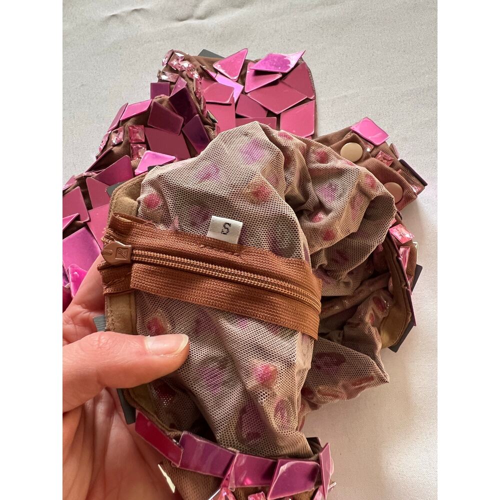 Grisha Acrylic Mirror Cutout Mini Dress Sz Small Pink Festival Rave Love Island - Picture 10 of 14